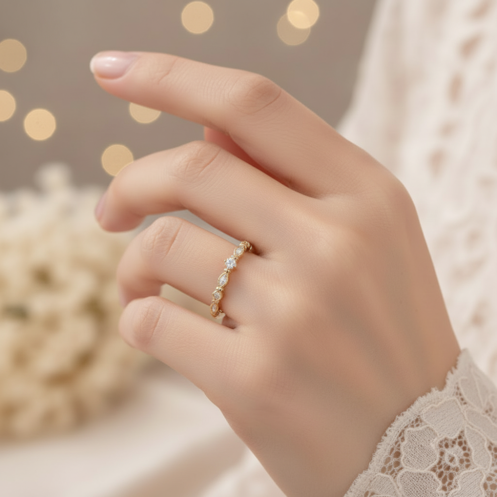 Bague en acier inoxydable doré